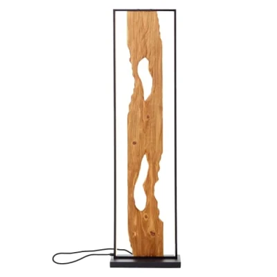 Afbeelding van Brilliant Chaumont LED vloerlamp 120cm zwart/hout, aluminium/metaal/hout, 1x geïntegreerde LED, 20W, (lichtstroom: 2300lm, lichtkleur: 3000K)