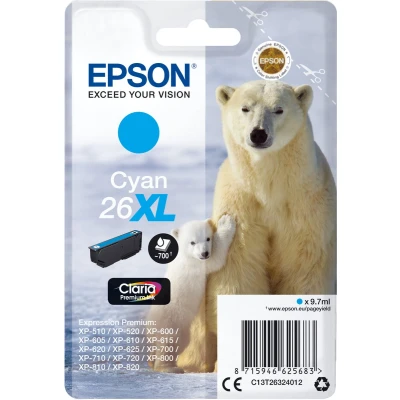 Afbeelding van Epson 26XL (C13T26324012) Inktcartridge Cyaan Hoge capaciteit