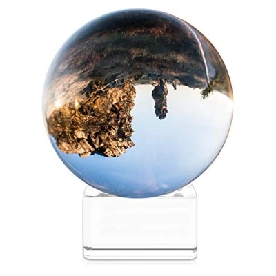 Afbeelding van Navaris glazen bol voor fotografie Fotobol met standaard Heldere kristallen bal voet Lensball Ø 80 mm