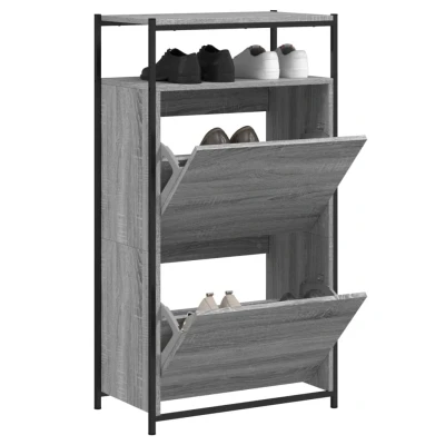 Afbeelding van Schoenenkast 60x34x112 cm bewerkt hout grijs sonoma eikenkleur