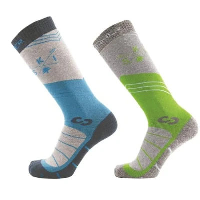 Afbeelding van Mountain Skisokken 2 pack Blue Green 205 42 44 Ski &amp; Snowboardsokken