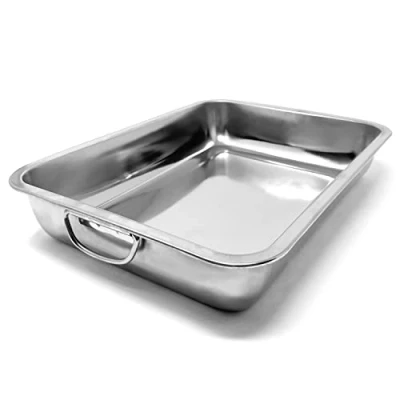 Afbeelding van Space Home Braadpan van roestvrij staal met handgrepen ovenschaal braadplaat rechthoekige grote 40 cm