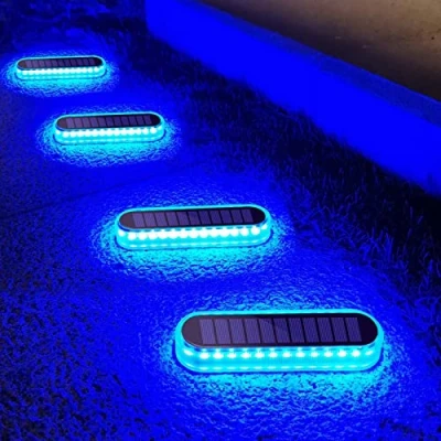 Afbeelding van Lacasa 4 stuks zonnelampen voor buiten, vloerlicht, blauw, 40 lm, led, zonnelamp, decoratie, terras, waterdicht, auto aan/uit, verlichting brug, paden, tuin, trap, oprit, terras