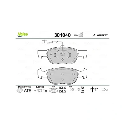 Afbeelding van VALEO 301040 Remblokkenset FIRST Vooras Incl. slijtage waarschuwingscontact Zonder anti kreukplaat FIAT: Punto II Hatchback, Brava Hatchback