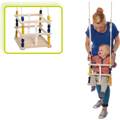 Afbeelding van Houten baby/dreumes/peuter schommel 30 x cm Buitenspeelgoed Schommelen schommelzitje