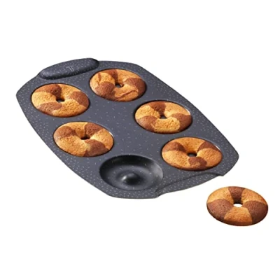Image de Tefal Moule gâteau 6 Mini donuts, Revêtement antiadhésif, Aluminium recyclé et recyclable, Pâtisserie bien dorée, Fabriqué en France, PerfectBake J5734602, Marron Tabac