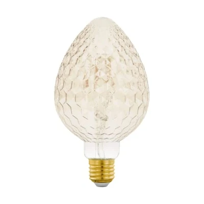 Afbeelding van EGLO E27 LED gloeilamp dimbaar grote barnsteen vintage medium met structuur retro kaarsvorm 2,5 W (komt overeen 20 W) 200 lumen warm wit 2200 K Ø 9,3 cm