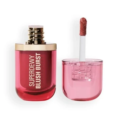 Image de Revolution Superdewy Liquid Blush Burst, Fard à joues liquide pigmentation buildable, formule sérum aux peptides et acide hyaluronique, Vegan, Rose All Day Dusty Pink, 4.2 ml