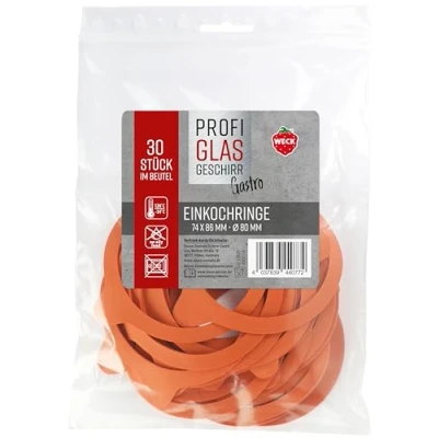 Afbeelding van Weck 76134 30 stuks rubberen ringen 74 x 86 mm Ø 80 (rubberen afdichtingen, potjes) oranje