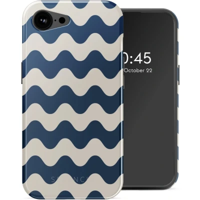 Afbeelding van Selencia Hoesje geschikt voor iPhone 16e Vivid Backcover MagSafe Wave Vibes Classic Blue