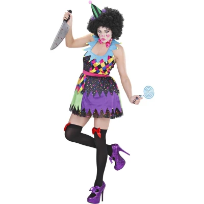 Afbeelding van &quot;Verkleedkostuum duiverwekkende veelkleurige clown voor dames Halloween outfit Verkleedkleding Medium&quot;