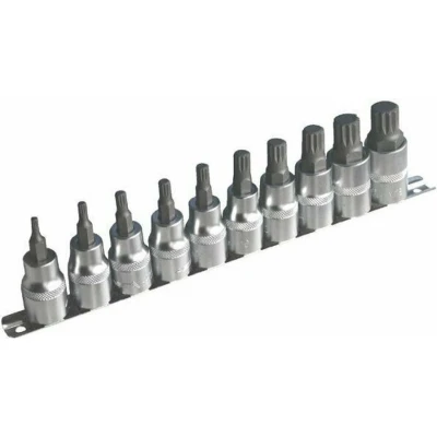 Afbeelding van Spline doppen 10 delige set op rail Veeltanddop bitten 12 tand bit