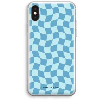 Afbeelding van Case Company® hoesje geschikt voor iPhone XS Grid Blauw Soft Cover Telefoonhoesje Bescherming aan alle Kanten en Schermrand