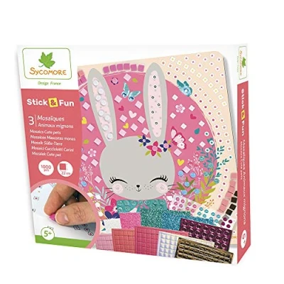Afbeelding van Sycomore CRE7005 zelfklevende mozaïeken voor kinderen, 3 schattige dieren, creatieve hobby, stick &amp; plezier, vanaf 5 jaar,
