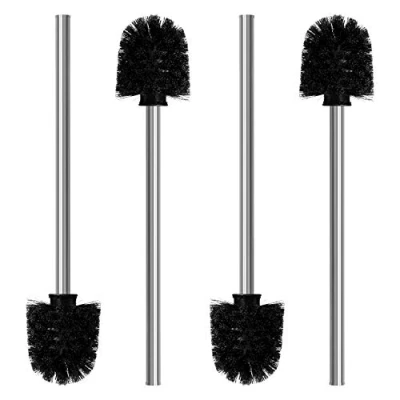 Afbeelding van Nirox Set van 4 toiletborstels zwart wc borstels met een diameter 8 cm toiletborstel roestvrijstalen steel in elegant en design afneembare borstelkoppen