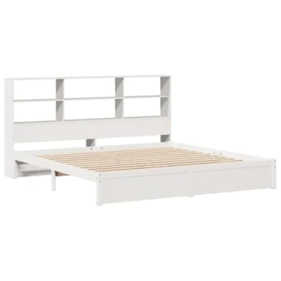 Afbeelding van vidaXL Bed met boekenkast zonder matras grenenhout wit 200x200 cm