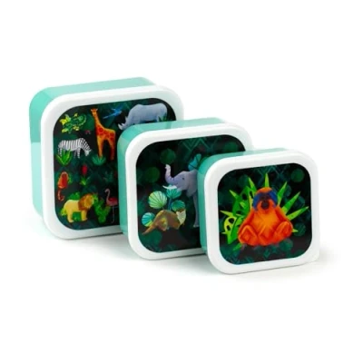 Afbeelding van Puckator Set van 3 lunchboxen S/M/L Animal Kingdom Lunchbox met meerdere vakken Kleine voedselcontainers voor volwassenen en kinderen