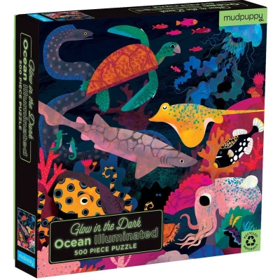 Afbeelding van Mudpuppy puzzel glow in the dark zeedieren 500st