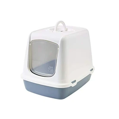 Afbeelding van Savic Kattentoilet Oscar 50x37x39 cm Kattenbak Blauw&amp;Wit