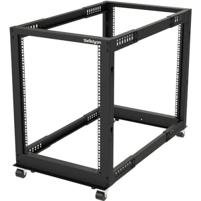 Image de StarTech.com 4POSTRACK15U Rack serveur réglable à cadre ouvert 15U 4 montants 559 cm 1015 sur le sol noir