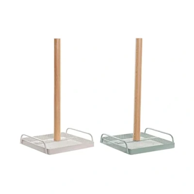 Afbeelding van Houder voor keukenpapier DKD Home Decor Beige Metaal Munt Pijnboom (16 x 15 29,5 cm) (2 Stuks)