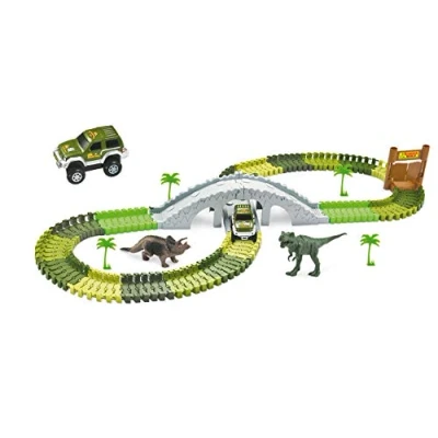 Afbeelding van Amewi Magic Traxx 100652 Dino Park met brug, mini set 108 delig