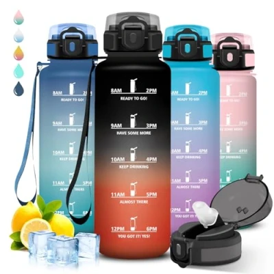 Afbeelding van Bouteille d&#039;eau réutilisable avec motif slogan pour le yoga, la randonnée, camping, les sports 1 5 l