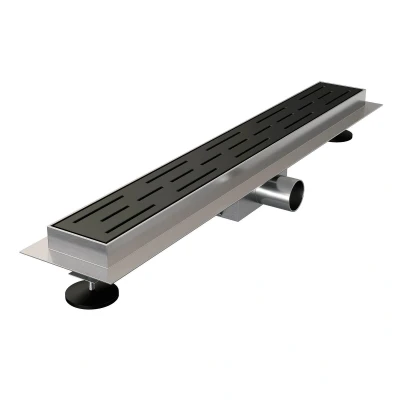 Afbeelding van Brauer Douchegoot 60x7. 5cm vloerflens RVS zwart