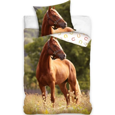 Afbeelding van Dekbedovertrek Paard Eenpersoons 140 x 200 cm Katoen