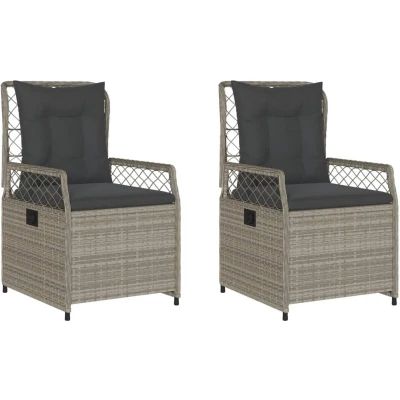 Afbeelding van Tuinstoelen 2 st verstelbaar poly rattan lichtgrijs