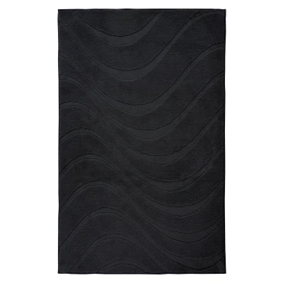 Afbeelding van Lina Luxe Badmat Fluffy Hotelkwaliteit Wasbaar &amp; Anti slip 100% Polyester, Soft Touch Zwart Rechthoek Polyester 40x60 cm