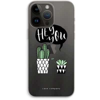 Afbeelding van Case Company® hoesje geschikt voor iPhone 14 Pro Max Hey you cactus Soft Cover Telefoonhoesje Bescherming aan alle Kanten en Schermrand