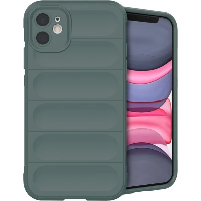 Afbeelding van iMoshion Hoesje Geschikt voor iPhone 11 Siliconen EasyGrip Backcover Donkergroen