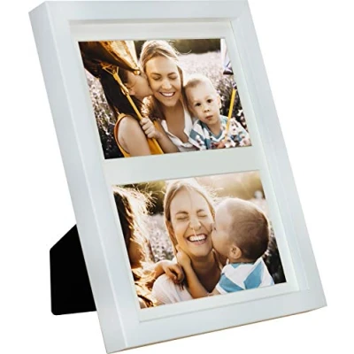 Afbeelding van 17 x 23 cm meervoudige fotolijst, fotogalerij met passe partout en 2 foto uitsparingen voor foto&#039;s van 10 15 cm, wit