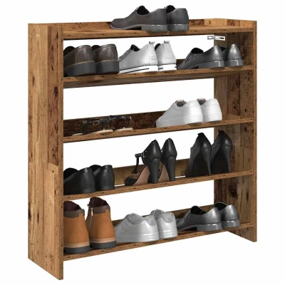 Afbeelding van Schoenenrek 80x25x81 cm bewerkt hout oud houtkleurig