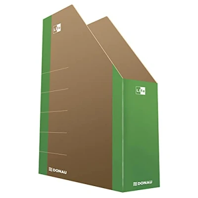 Afbeelding van DONAU LIFE 3550001FSC 06 tijdschriftenhouder van karton/karton, groen, tot 500 vellen, voor kantoor, school en thuis het opbergen documenten in A4 formaat, tijdschriftenarchivering