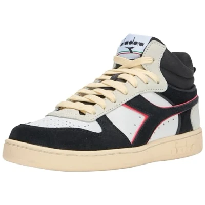 Afbeelding van Diadora Magic Basket Demi Cut Suede Leather Gymnastiekschoenen, uniseks, Wit Zwart Donkerrood