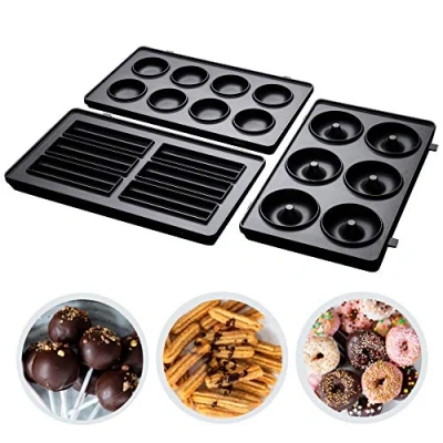 Image de Russell Hobbs Lot de 3 plaques supplémentaires [Cake Pop, Mini Donut &amp; Churros] Complément pour appareil multifonction en 1 Fiesta (plaques antiadhésives qualité supérieure) 24540 56