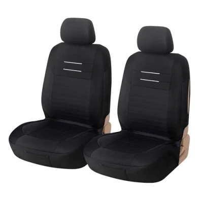 Afbeelding van Upgrade4cars Stoelhoezen voor voorstoelen, zwart, universele autostoelhoezenset, beschermhoezen bestuurders en passagiersstoelen