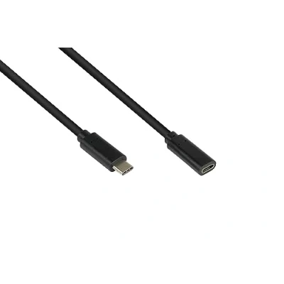Afbeelding van USB C naar verlengkabel USB3.2 (tot 10 Gbit/s) PD tot 20V/5A video 4K 60Hz / zwart 0,50 meter