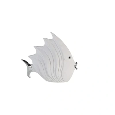 Afbeelding van Decoratieve vis steenlook, 29 x 26 cm, wit/zilver
