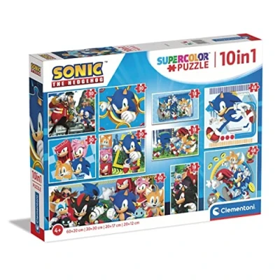 Afbeelding van Clementoni Supercolor Sonic 10 verschillende afbeeldingen (3 18, 30, 2 48 en 1 60 stuks), puzzel voor kinderen van 4 jaar, gemaakt in Italië, meerkleurig, 80508, exclusief Amazon