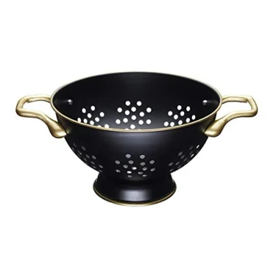 Afbeelding van Kitchen Craft MasterClass Vergiet, Grote Capaciteit, Ergonomische Handgrepen, Roestvrij Staal, ‎32,6 x 28,2 17,5 Centimeter, Mat Zwart en Messing, MCBRSCOL