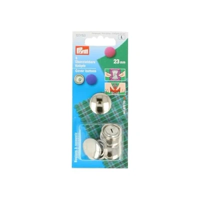 Afbeelding van Prym Knoppen van stof zonder gereedschap, 4 stuks, dikte 23 mm, zilver