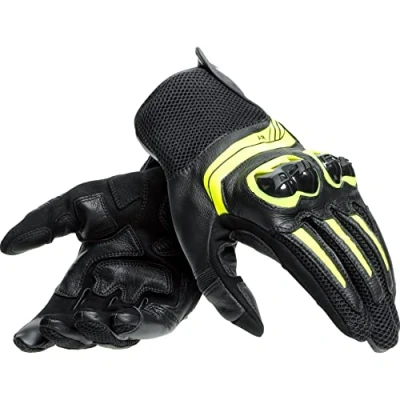 Afbeelding van Dainese Mig 3 uniseks leren handschoenen, motorhandschoenen, leer, goedgekeurd, voor dames en heren, zwart/neongeel, L
