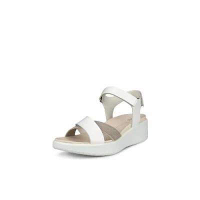 Afbeelding van ECCO Flowt Sandalen met plateauzool, Dames, Maat: 37, White Leer en textiel