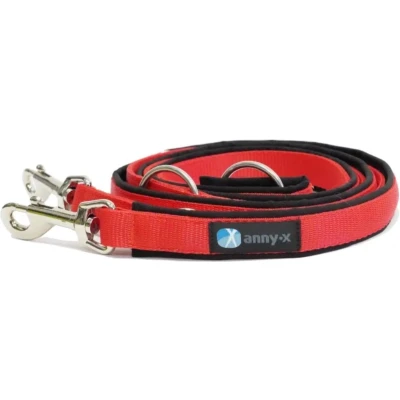 Afbeelding van AnnyX verstelbare Hondenriem FUN Rood/Zwart Lengte 3 meter 2,5cm breed politielijn Trainingslijn My K9 Voor middelgrote tot grote (sterke) honden