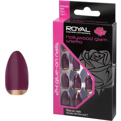 Afbeelding van Royal 24 Stiletto Glue On Nails Hollywood Glam