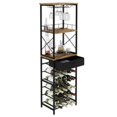 Afbeelding van Lenmar LOFT Serie Metalen wijnrek voor flessen, 5 30 wijn, flessenrek, kelderrek, planken, robuuste flessenhouder, wijnopslag (LOFT 2 20S, 20 flessen)