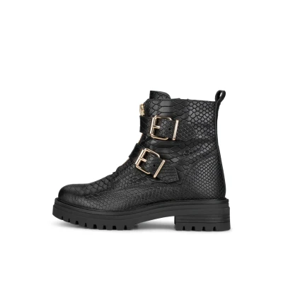 Afbeelding van PS Poelman MONK Cowboy/Bikerlaarsjes, Dames, Maat: 40, Black with gold Leer